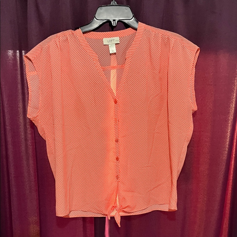 LOFT Vibrant Orange Short Sleeve Blouse
